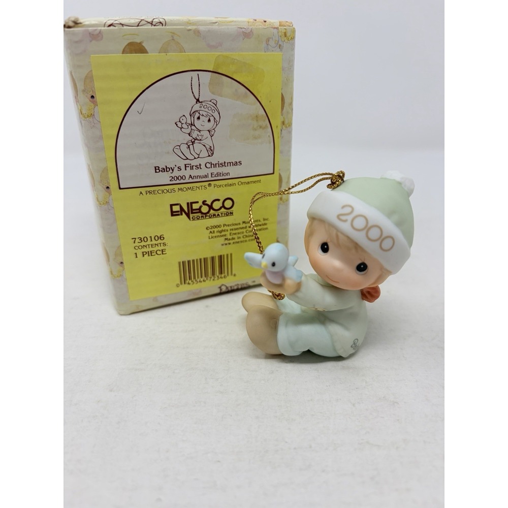 Precious Moments 2000 Ornament Baby's First Christmas Little Boy‎ with Bird C102